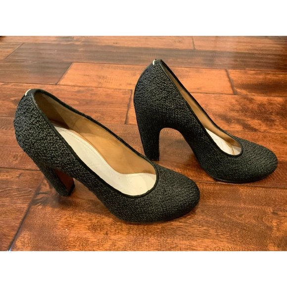 Maison Martin Margiela Black Woven Textured Pumps Heels, Size 8 (US) 38 (EU) - Picture 1 of 8